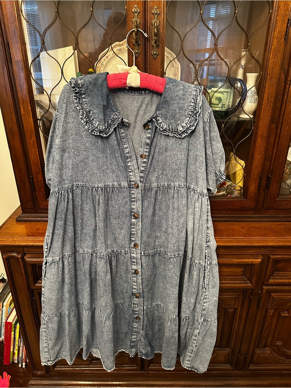 Women’s Washed Denim Button-Front Dress - Blue